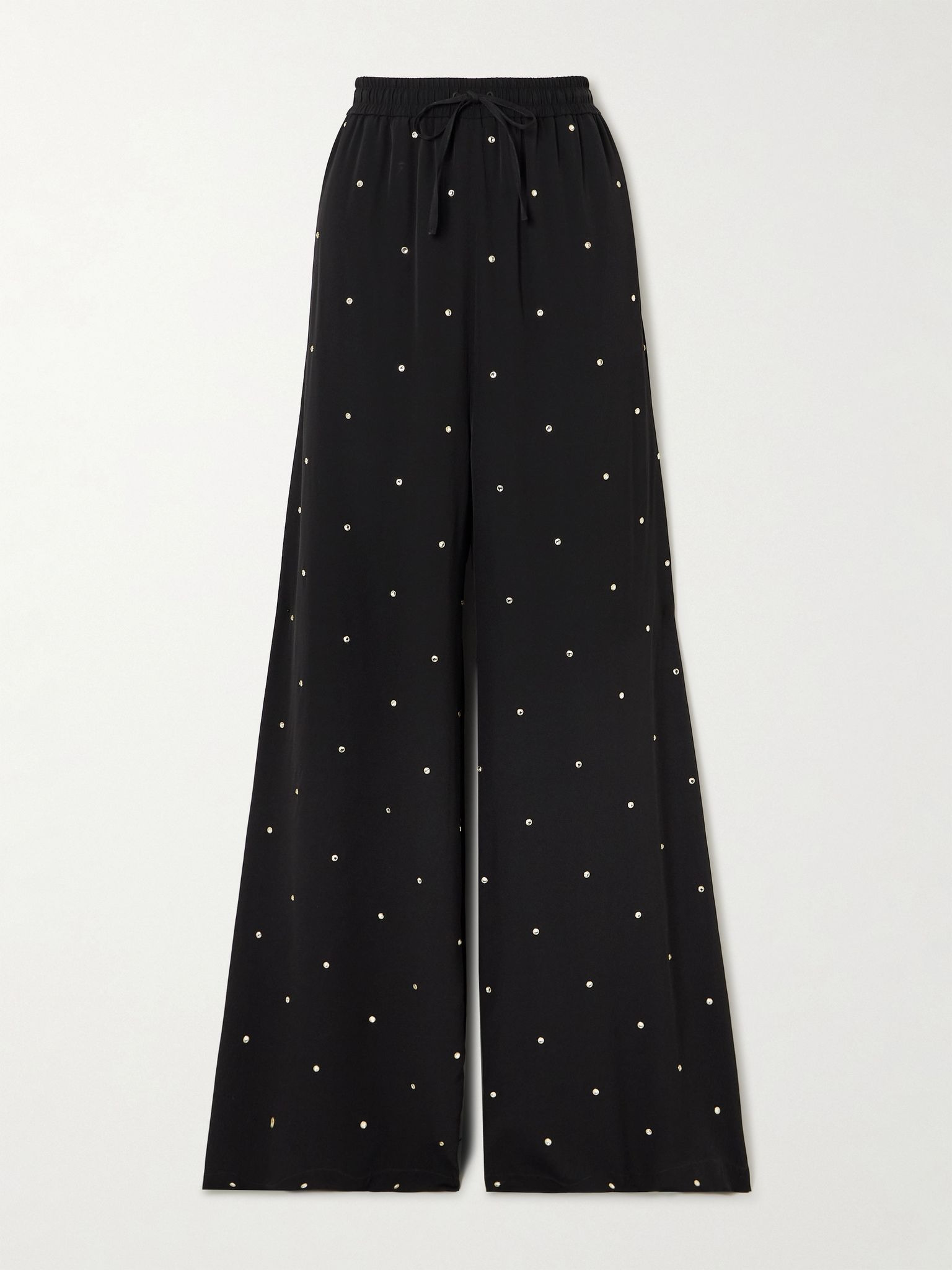 Crystal-embellished crepe wide-leg pants Black - 1