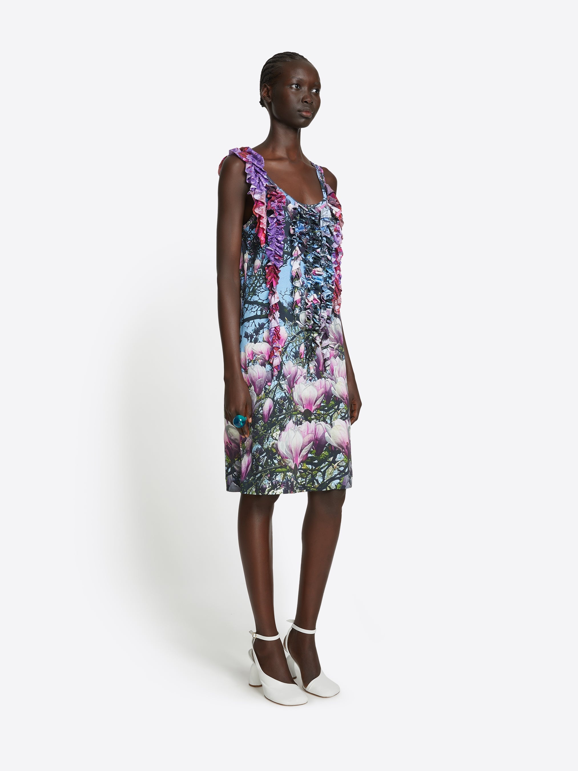 RUFFLE PRINTED DRESS - 3