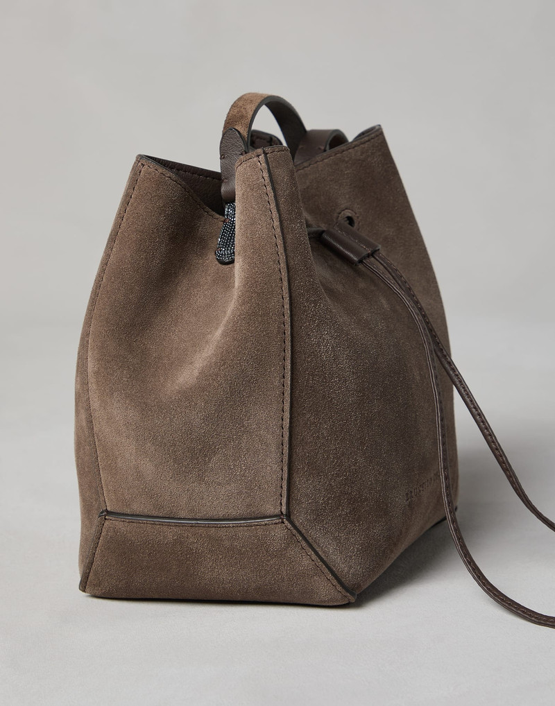 Suede bucket bag with monili 3