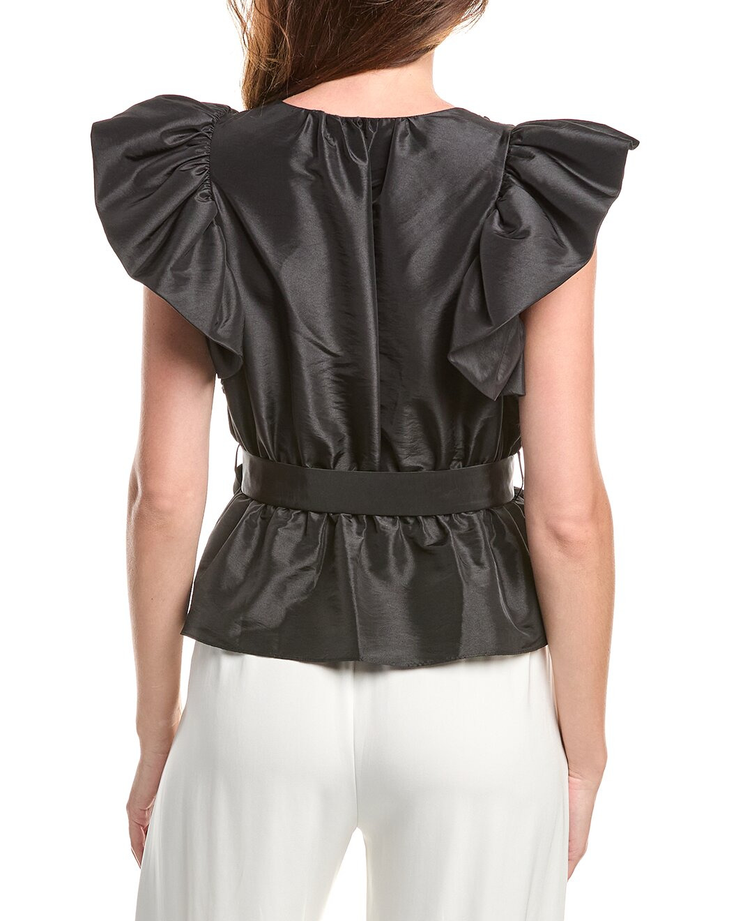 SIMKHAI Adelaide Ruffle Sleeve Wrap Top - 2