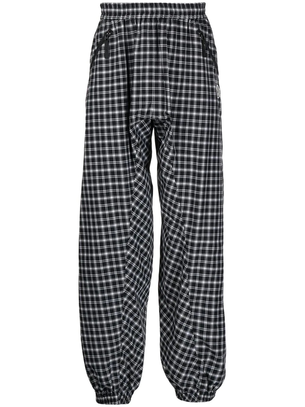 check-pattern embroidered track pants - 1