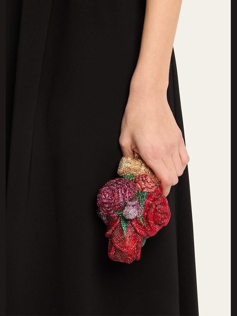 JUDITH LEIBER Corsage Roses Clutch Bag with Chain Strap outlook