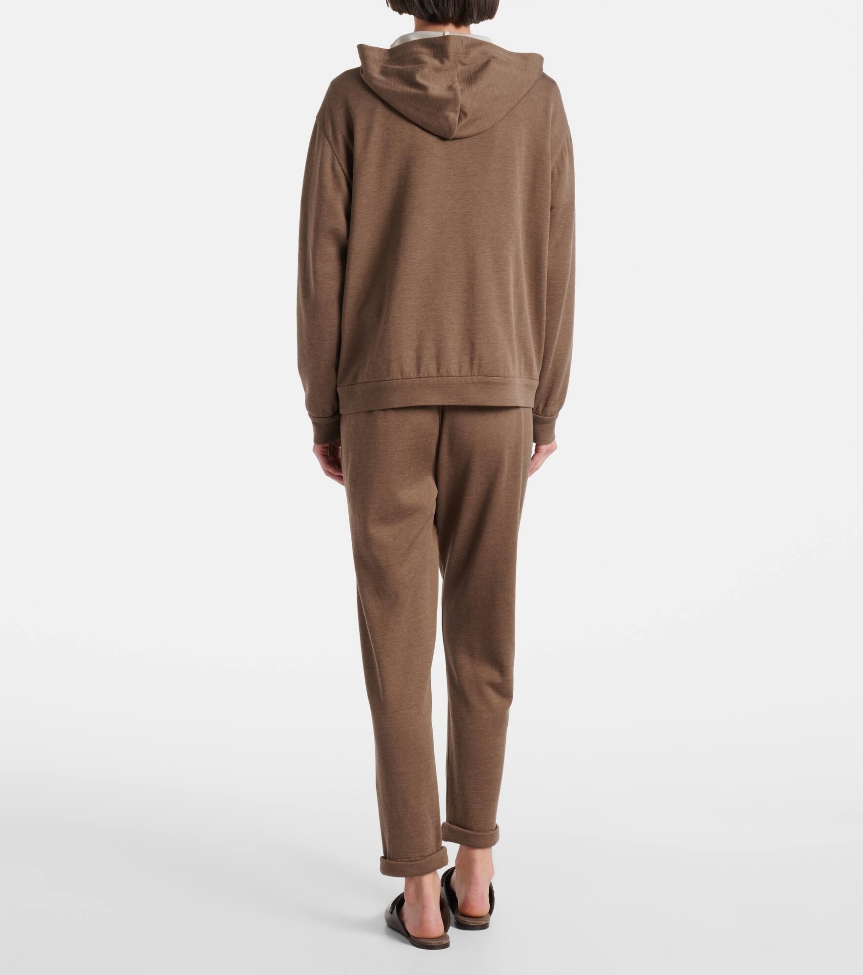 Cotton and silk zip-up hoodie - 3
