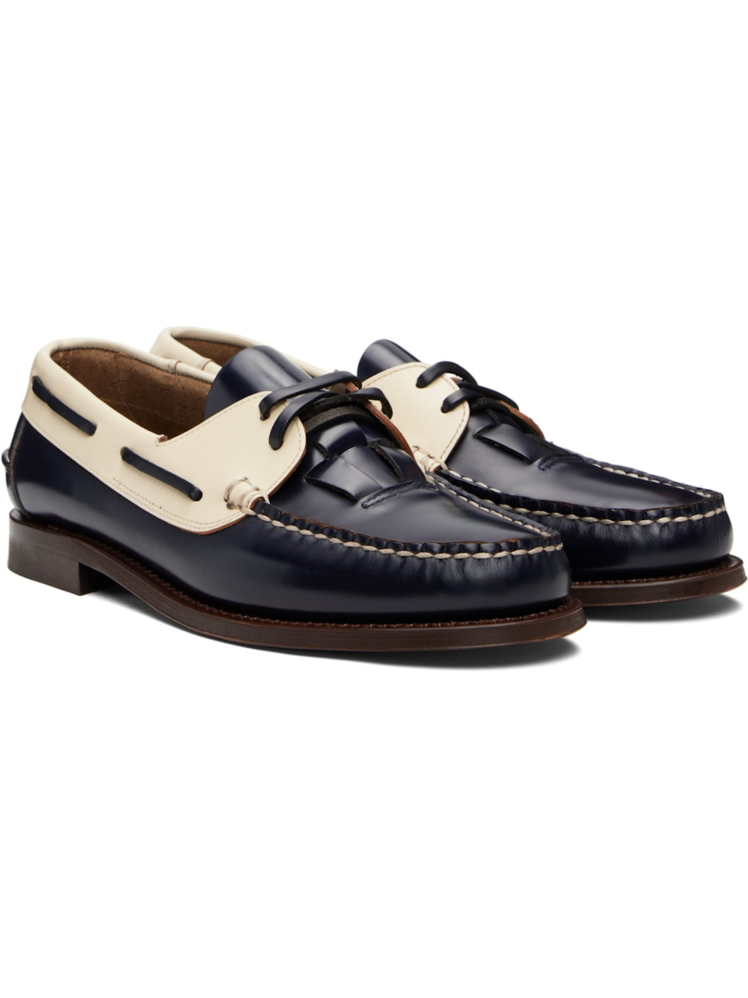 Navy & Off-White Saler Bicolor Loafers - 4