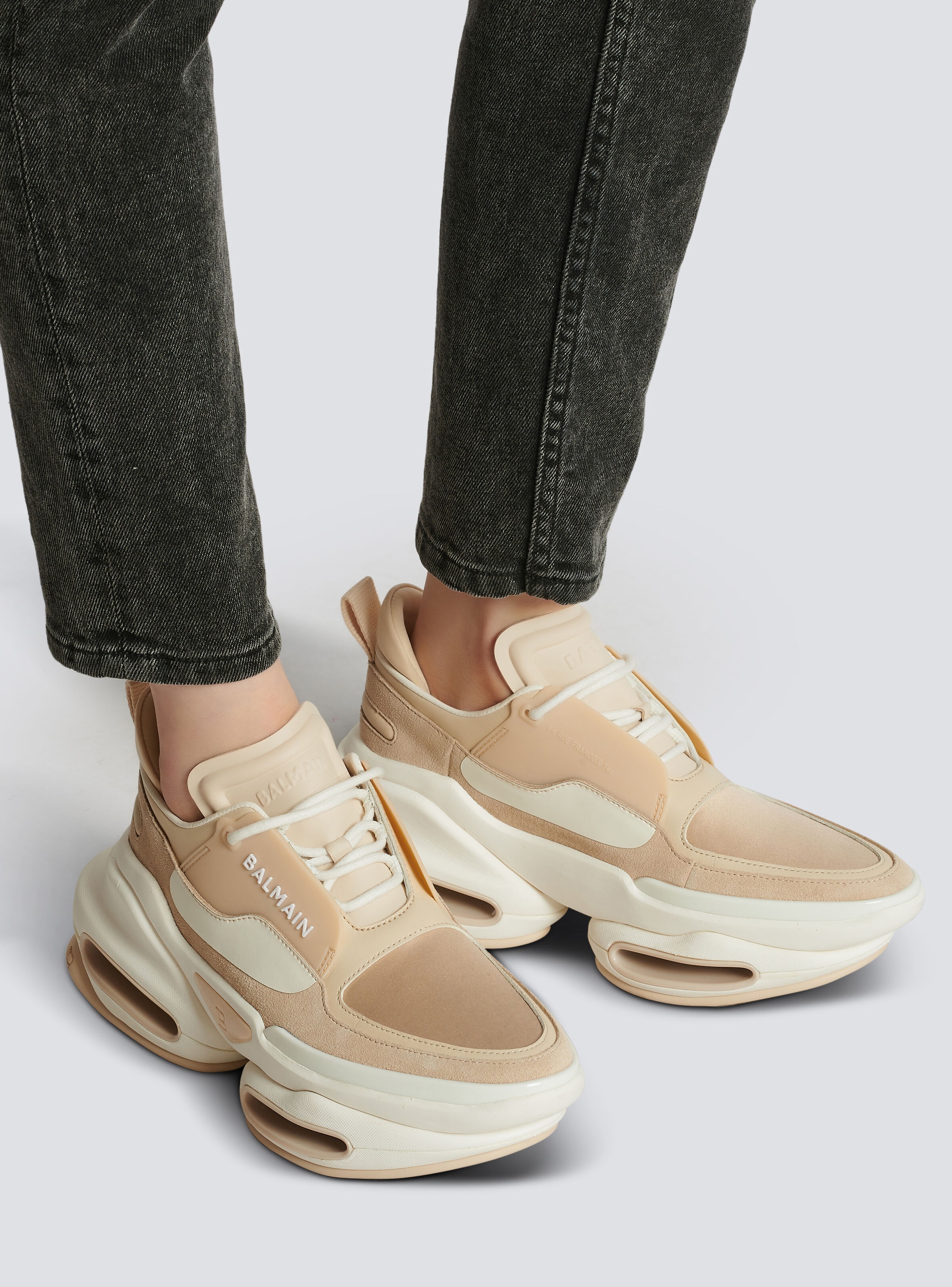 Balmain B Bold low top trainers in leather and suede REVERSIBLE