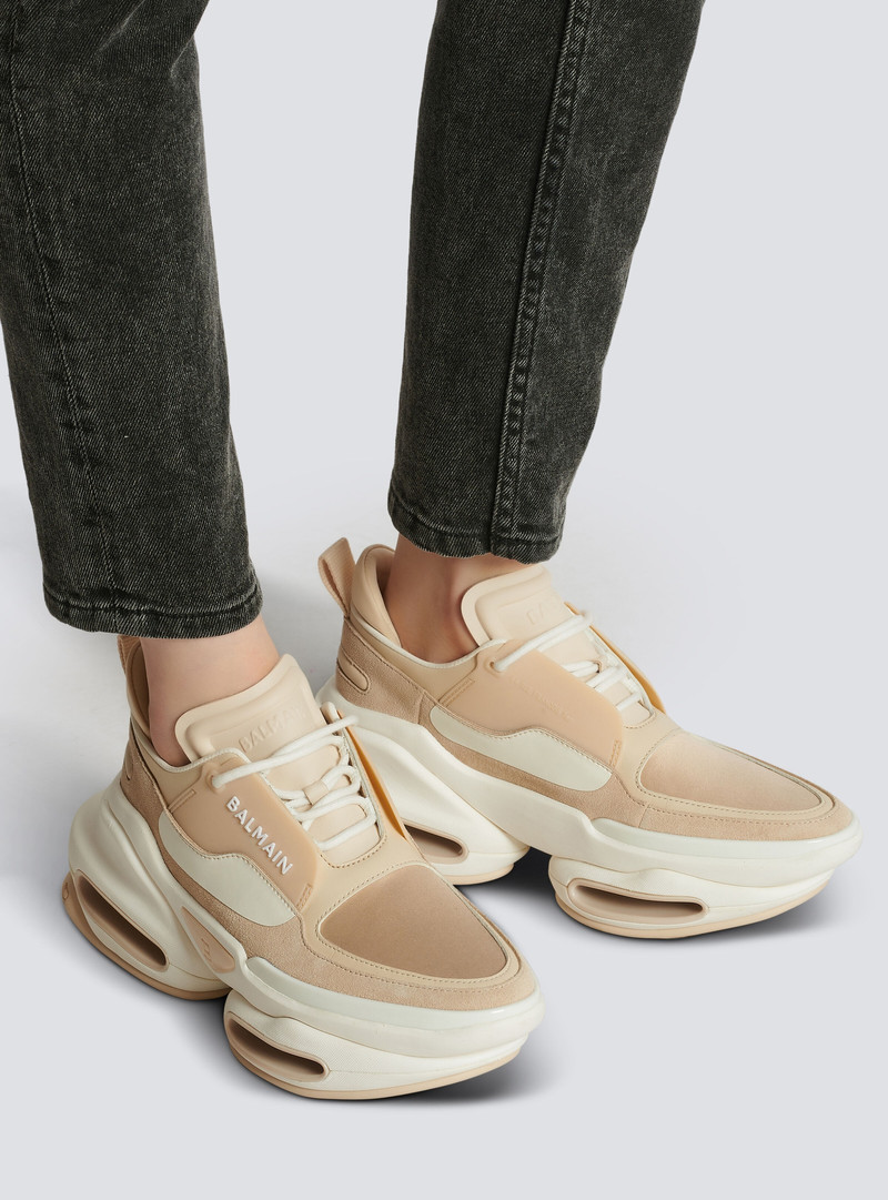 Balmain B-Bold low-top trainers in leather and suede outlook