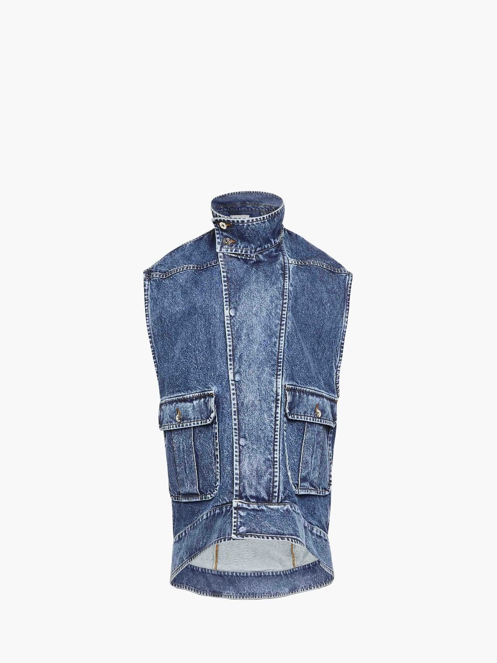 OVERSIZED SLEEVELESS HIGH NECK JACKET - 1