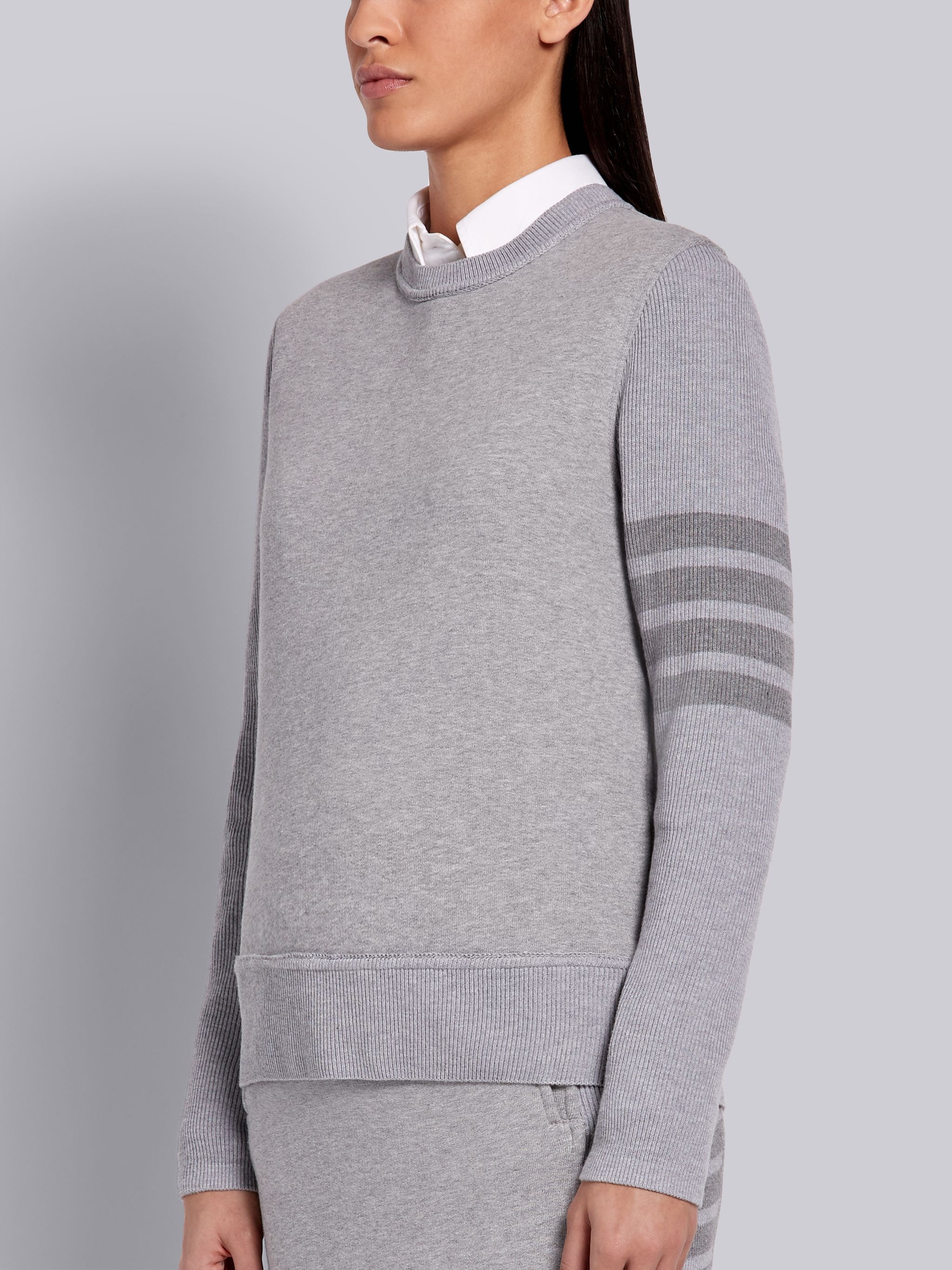 Light Grey Classic Loopback Tonal 4-Bar Crewneck Sweatshirt - 2