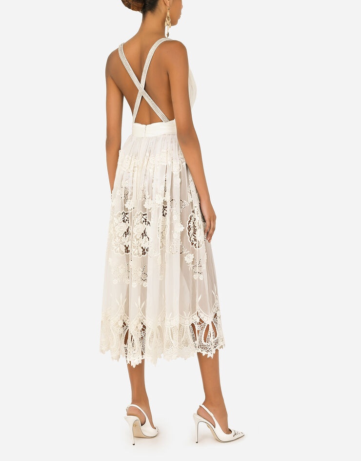 Long chiffon dress with crystal mesh embroidery - 5