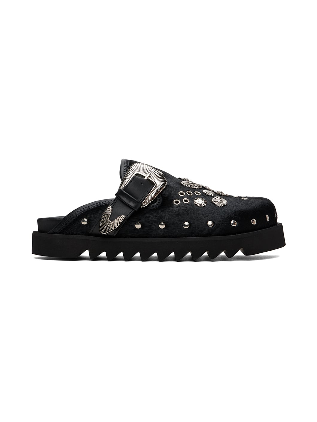 SSENSE Exclusive Black Eyelet Metal Sabot Slip-On Loafers - 1