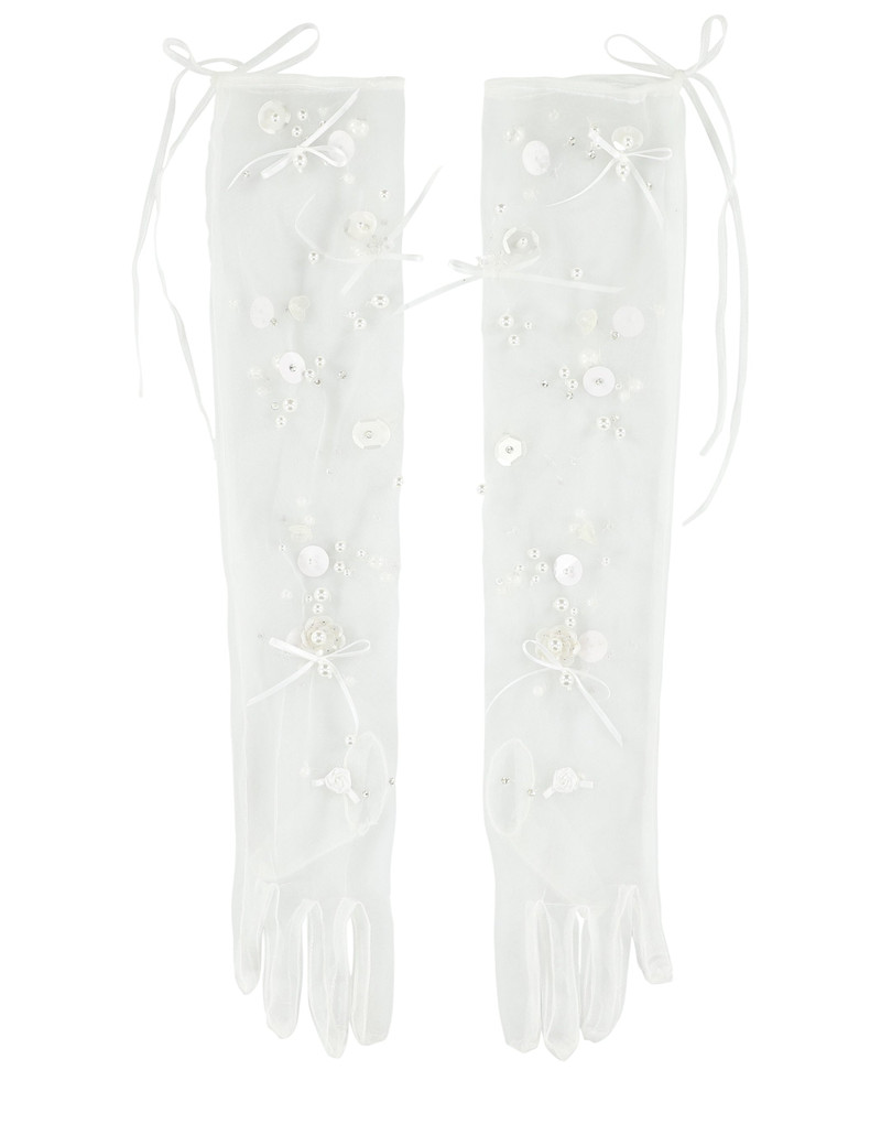 Hand-embroidered Pearl Gloves - 1