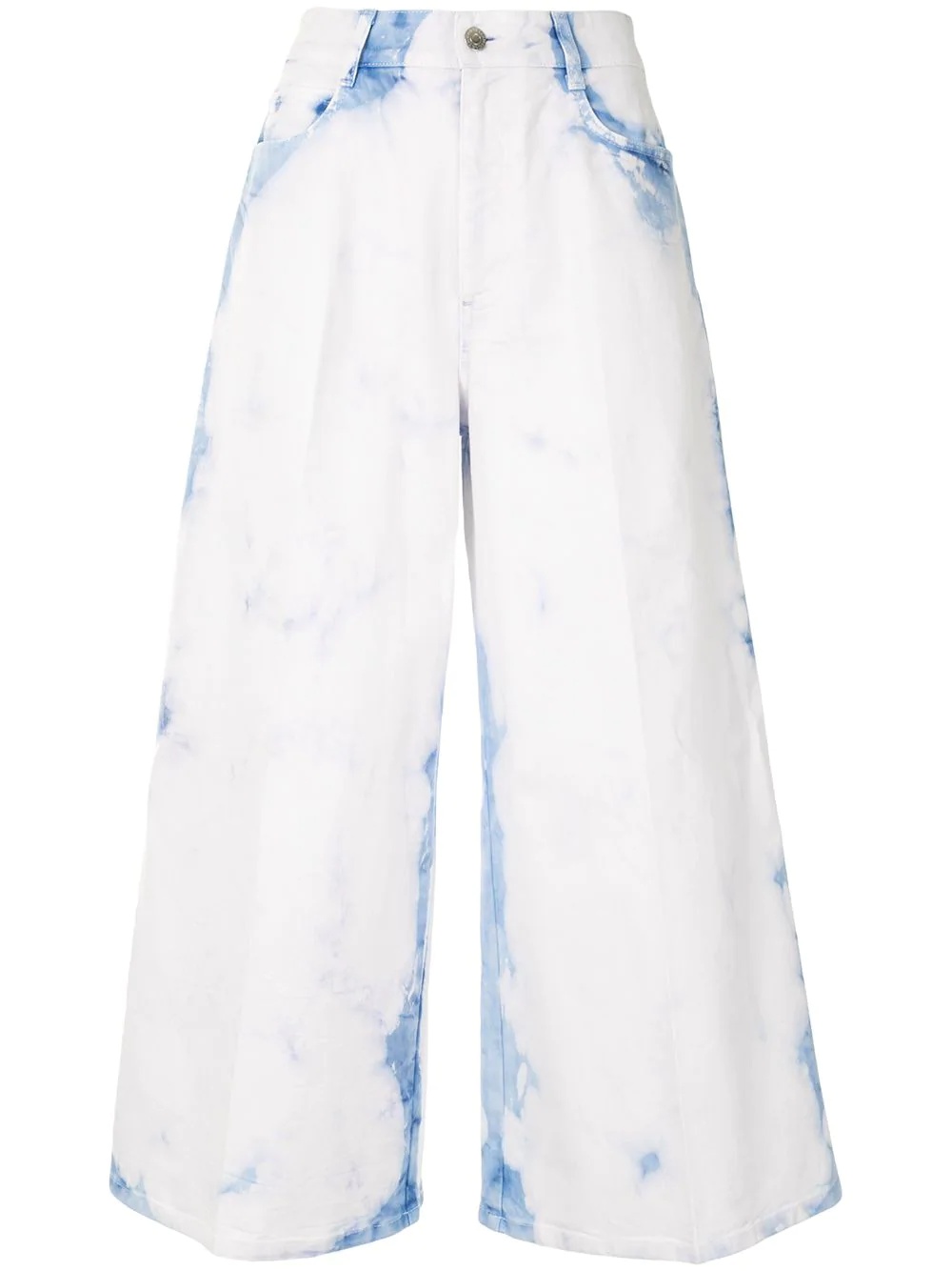 bleached wide-leg cropped jeans - 1