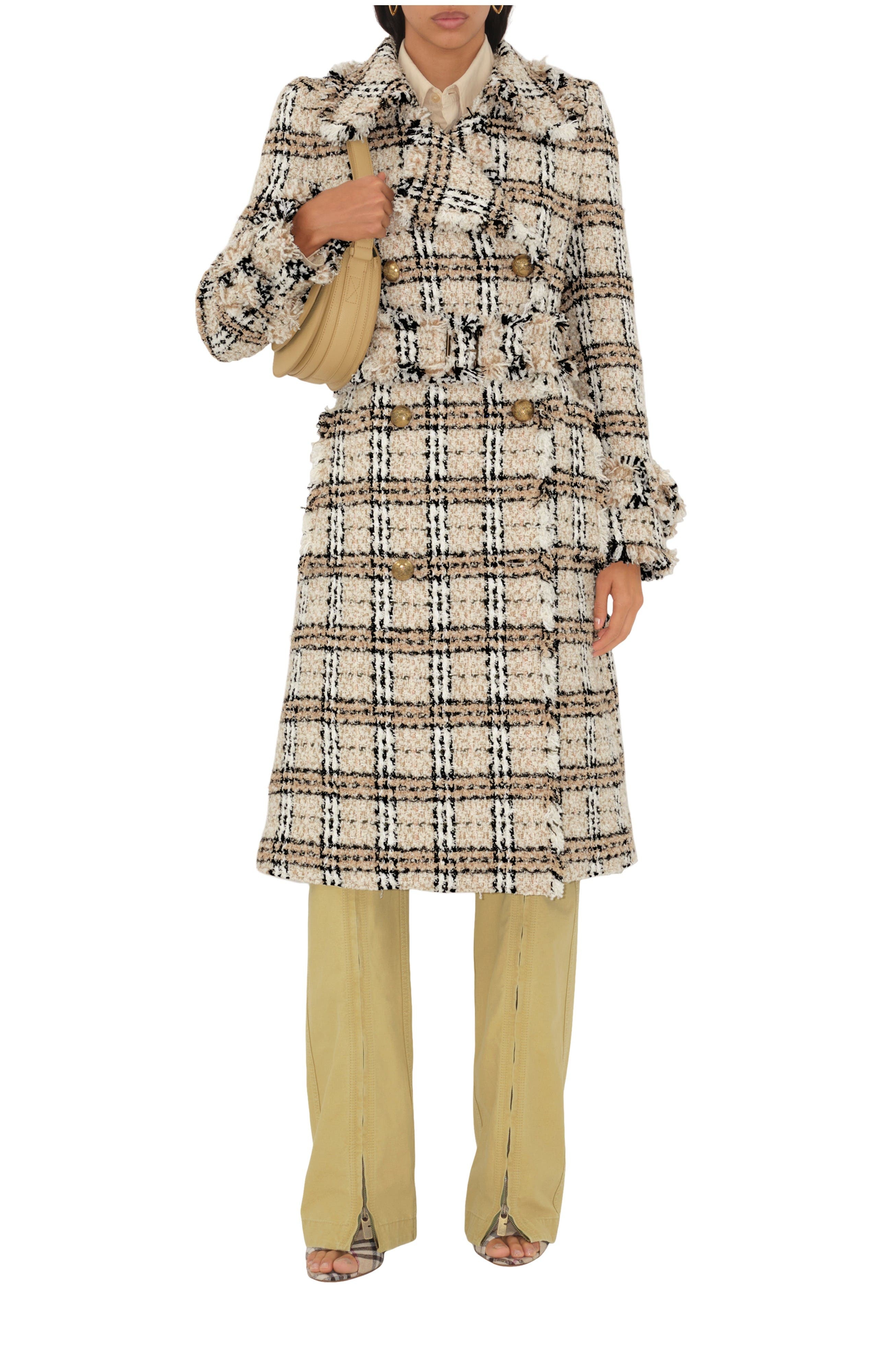 burberry Check Bouclé Coat in String/fossil at Nordstrom - 1