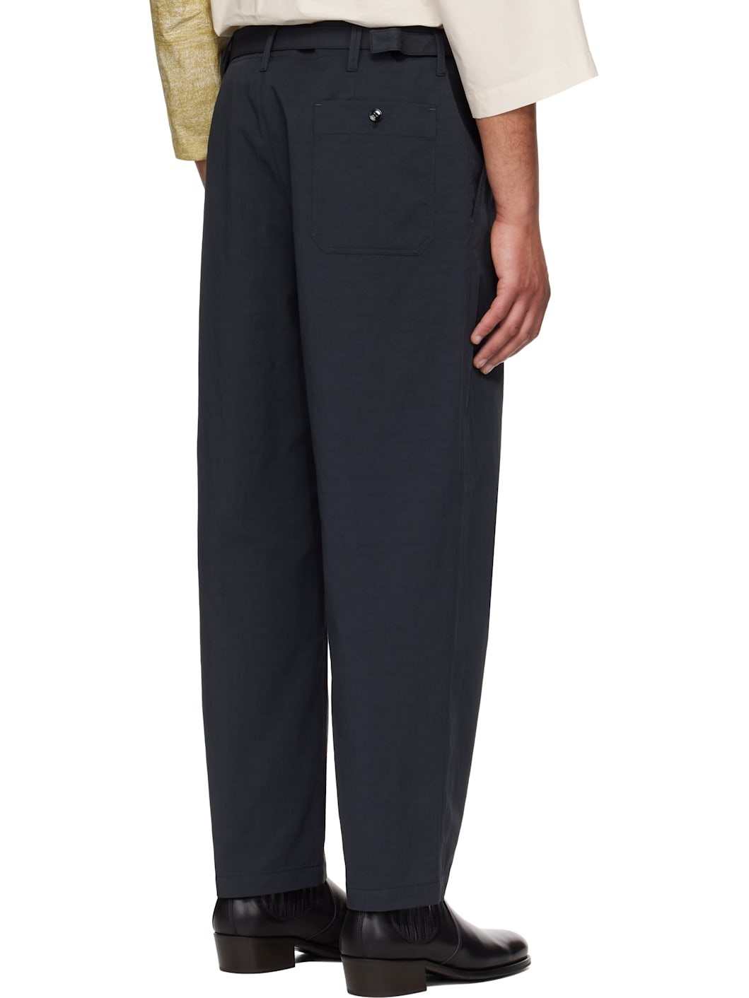 Navy Carrot Trousers - 3