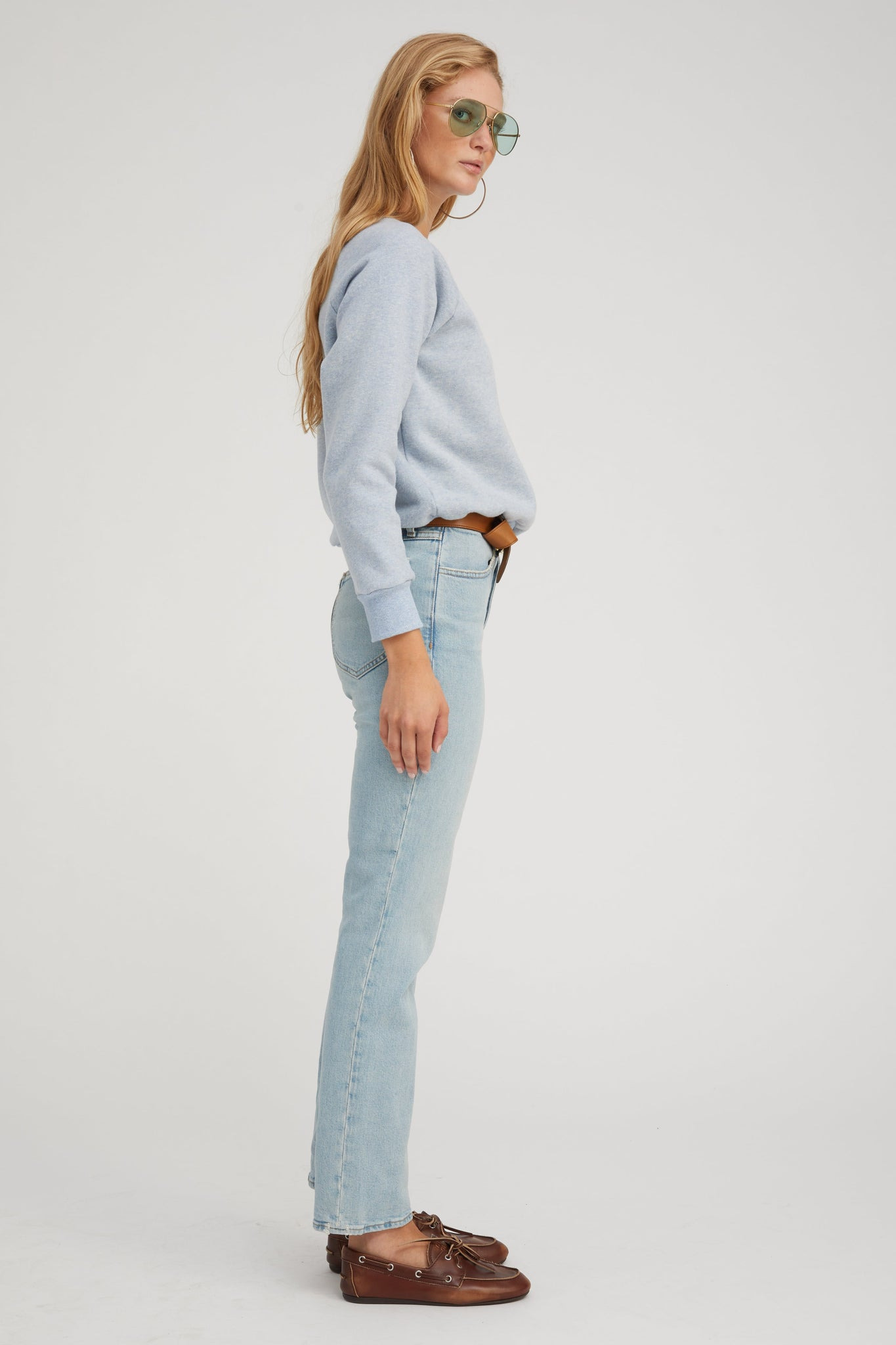 ICE BLUE MELANGE SHRUNKEN RAGLAN SWEATSHIRT - 4
