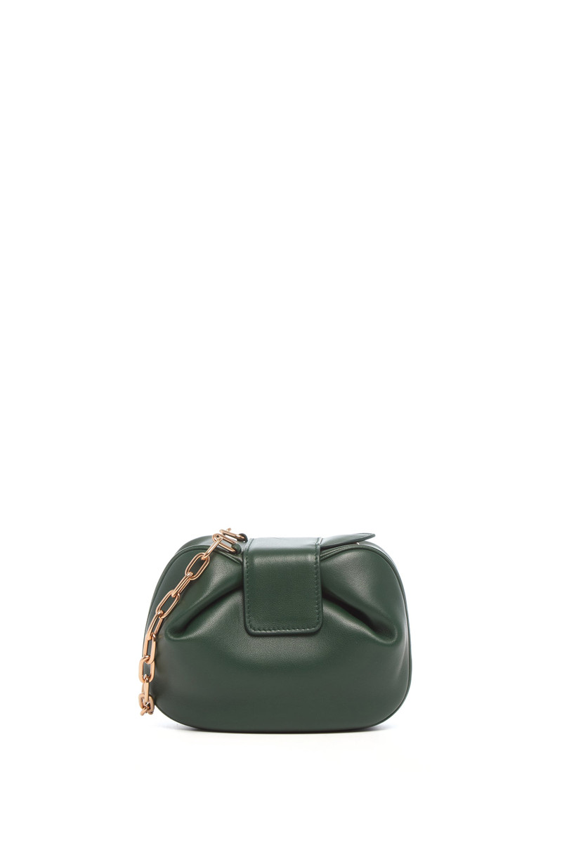 Soft Demi Clutch with Chain in English Green & Fluorescent Green Nappa Leather 3
