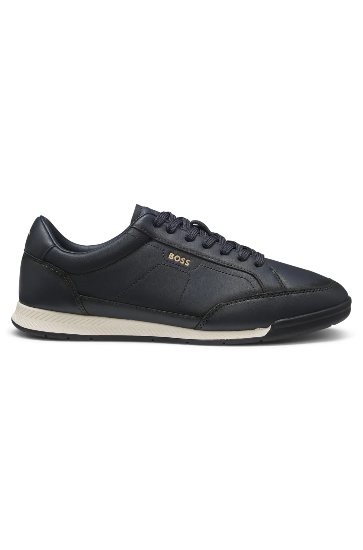 LEATHER TRAINERS WITH EMBOSSED LOGO - 1