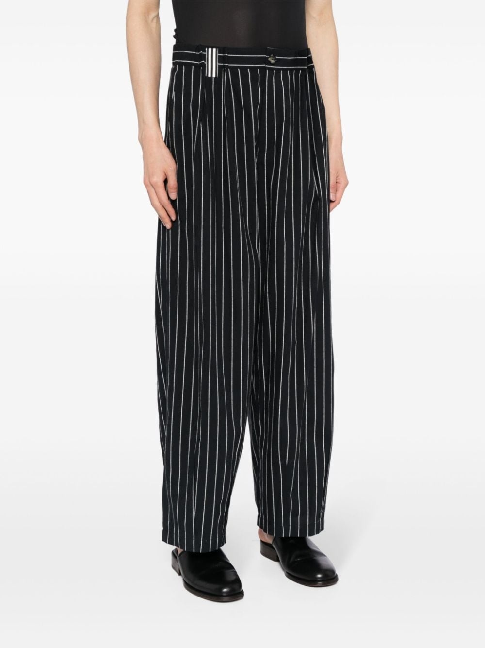 pinstripe-pattern wide-leg trousers - 3