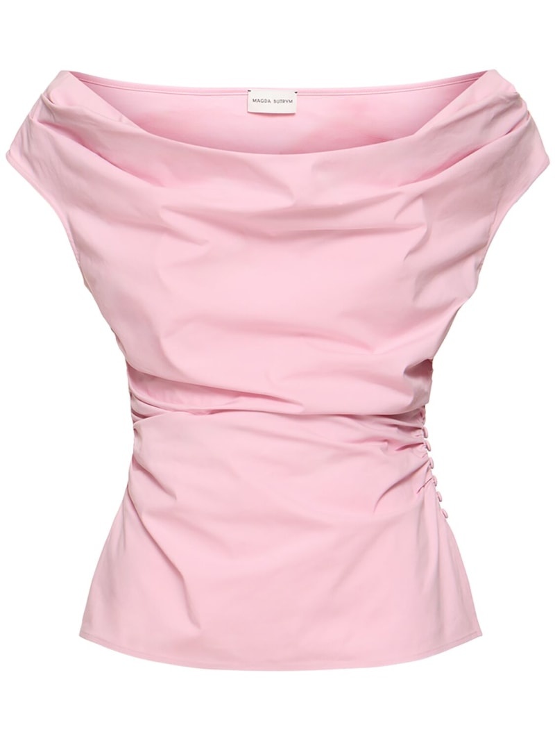 Draped cotton jersey top - 1