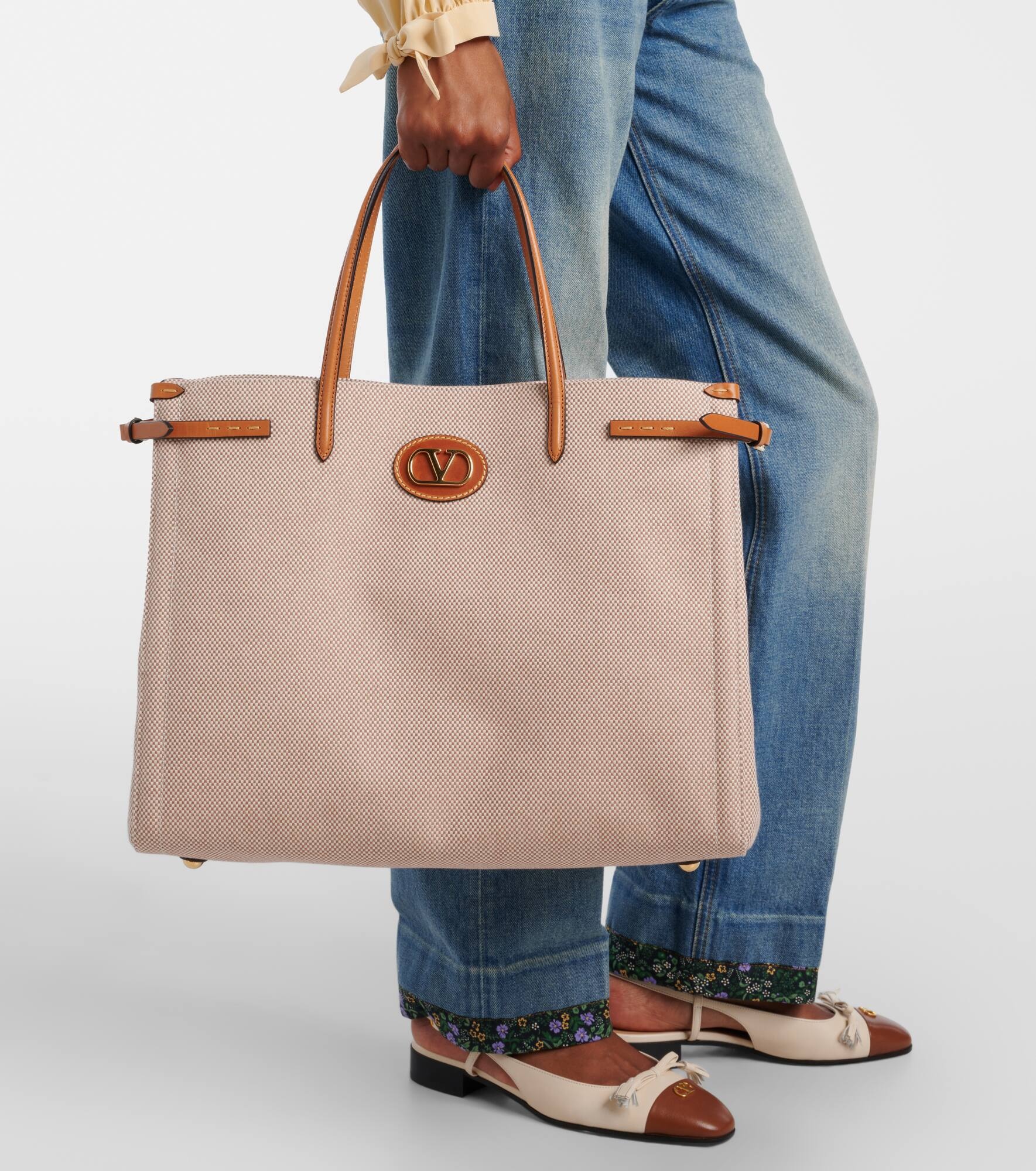 Antibes leather-trimmed canvas tote bag - 2