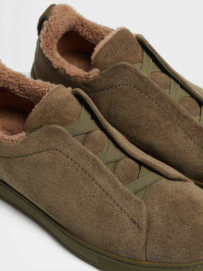 ZEGNA OLIVE GREEN SUEDE TRIPLE STITCH™ SNEAKERS outlook