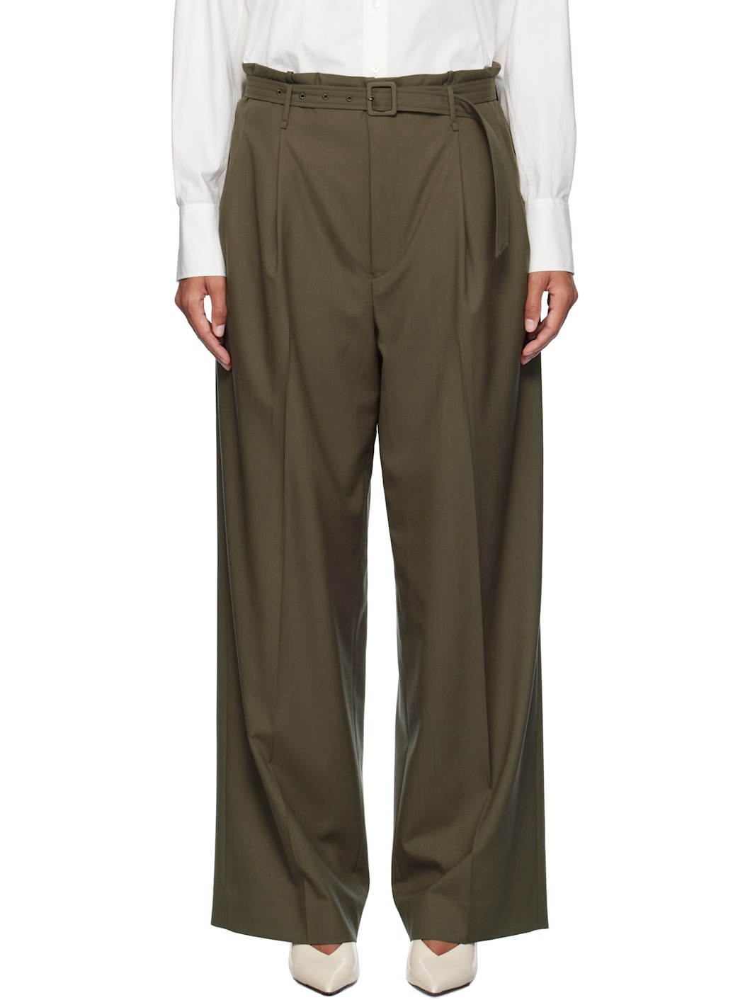 Khaki Super Fine Tropical Wool Trousers - 1