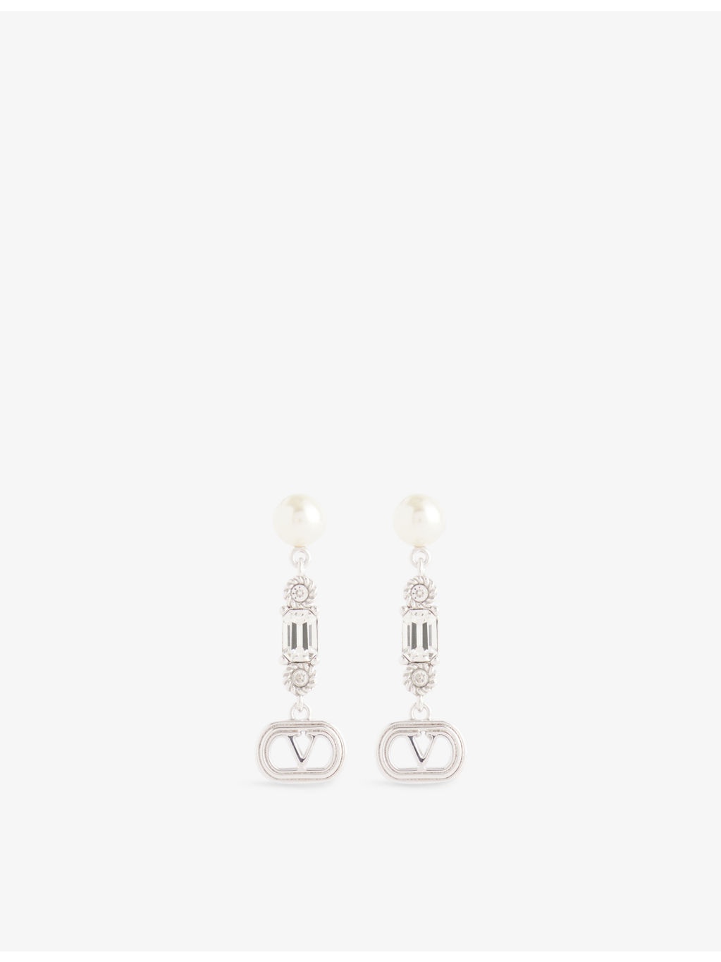 Ovalette Metal, Pearl and Swarovski® Crystal Drop Earrings - 1