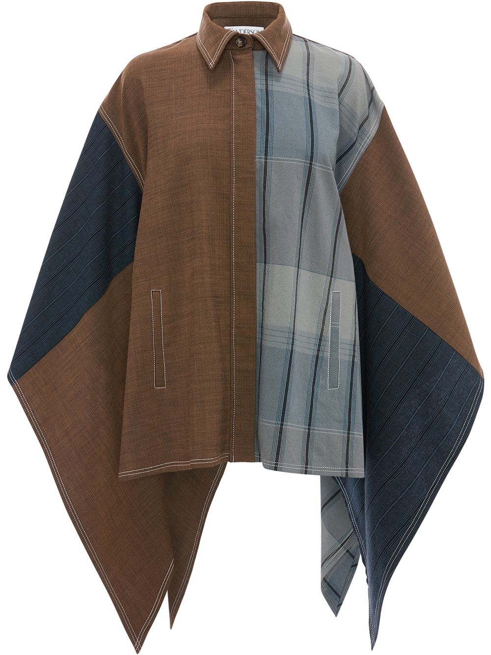 patchwork asymmetric peacoat - 1