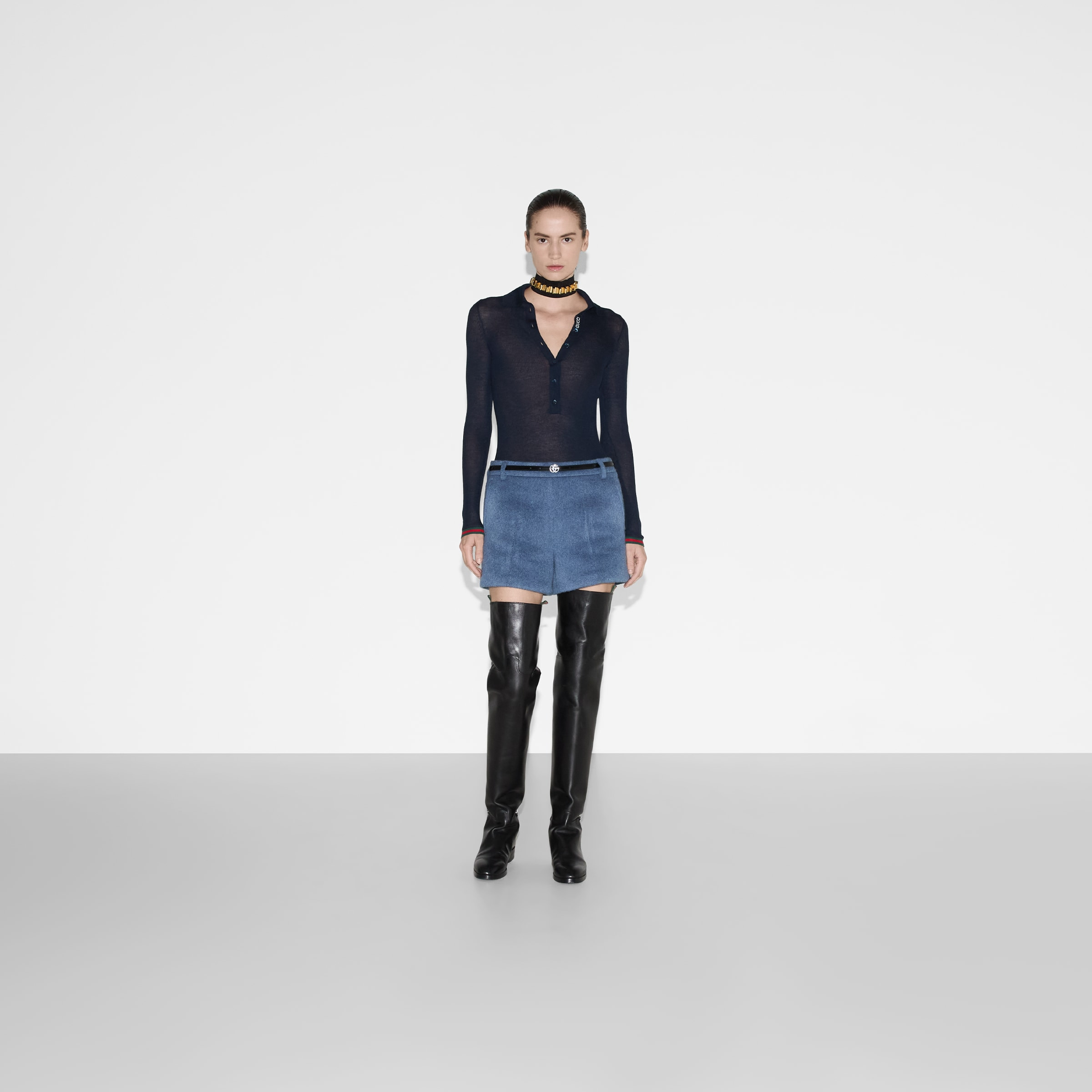 Extra fine rib cashmere knit top - 2