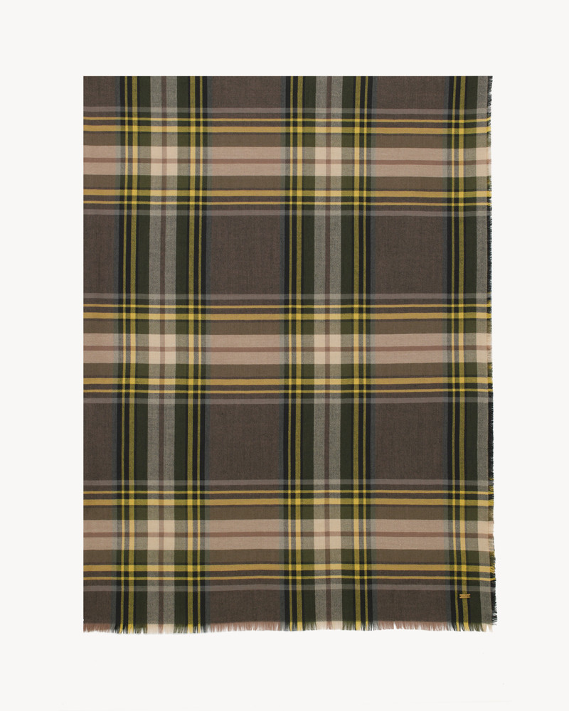 SAINT LAURENT TARTAN SCARF IN WOOL AND SILK outlook