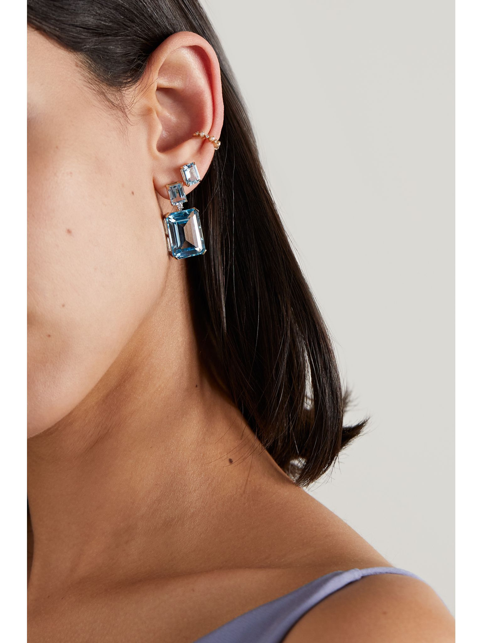 14-karat gold, topaz and diamond earrings Gold - 4