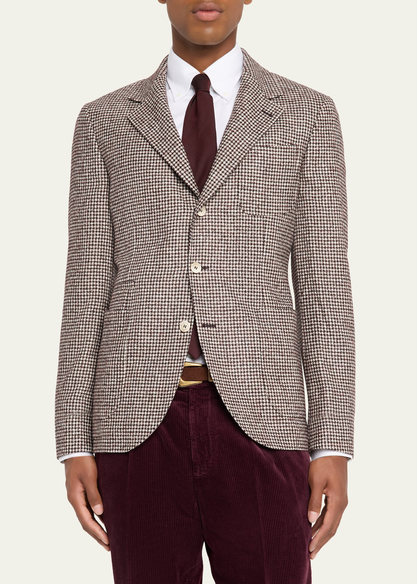 Men's Alpaca Wool Houndstooth Sport Coat - 4