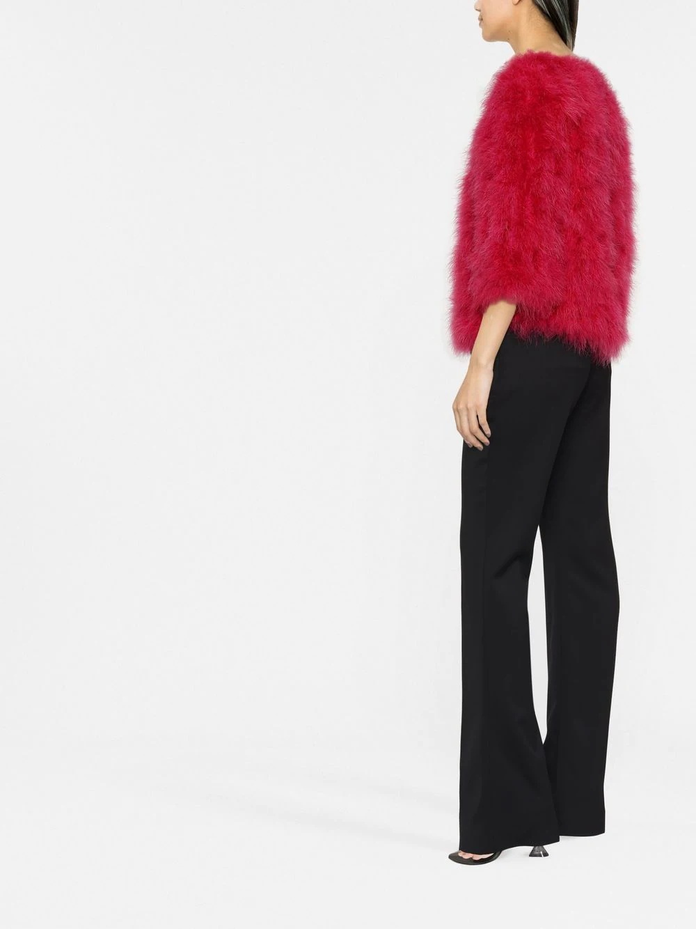 single-breasted feather jacket - 3