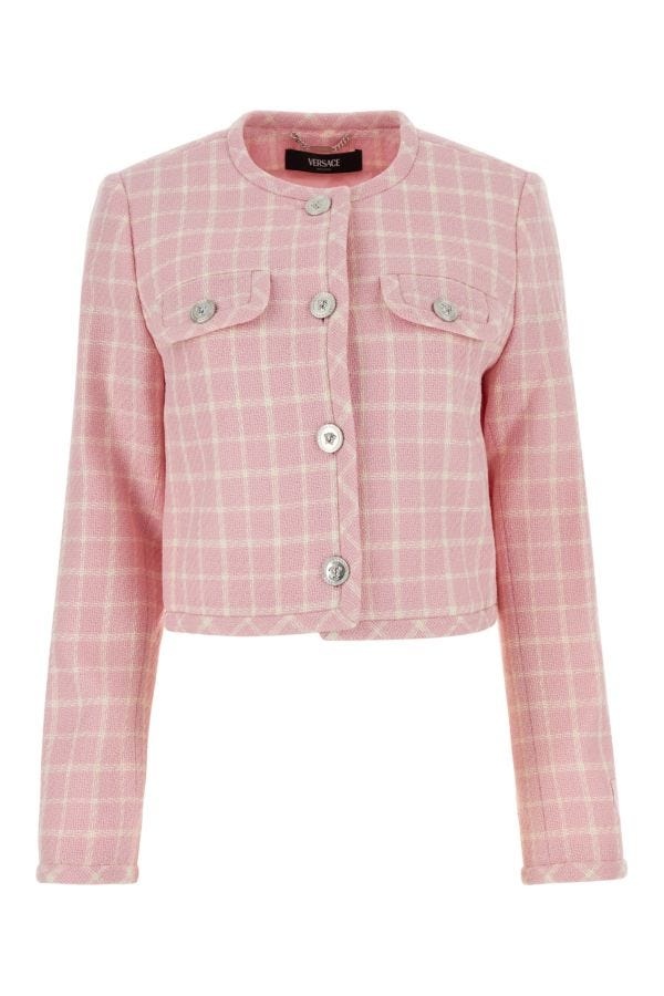 ジャケット VERSACE Embroidered Tweed Blazer VERSACE Versace Woman Embroidered Tweed Blazer | luosophy