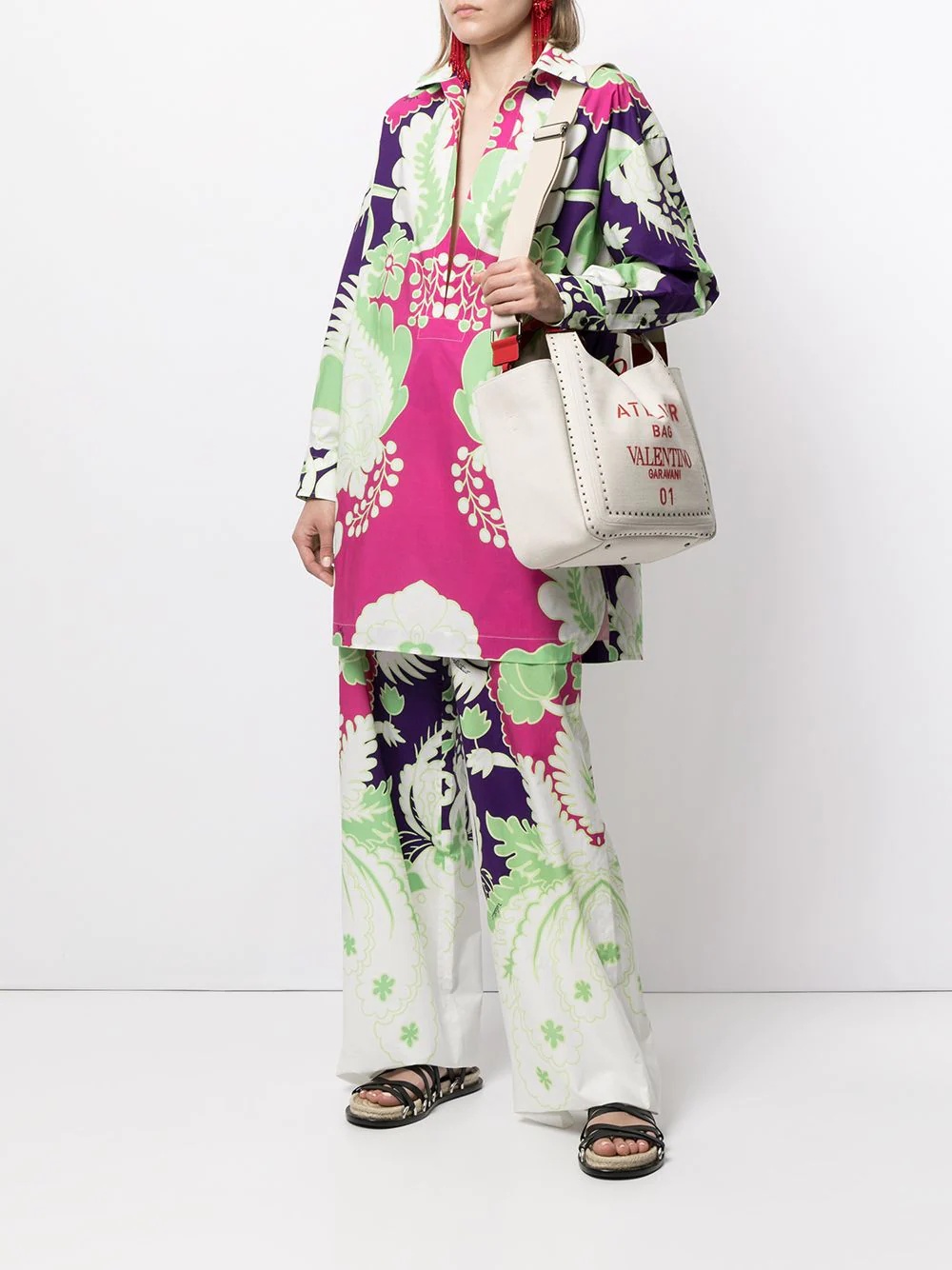 printed wide-leg trousers - 2