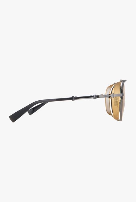 Black and gold-tone titanium Brigade-II sunglasses - 3