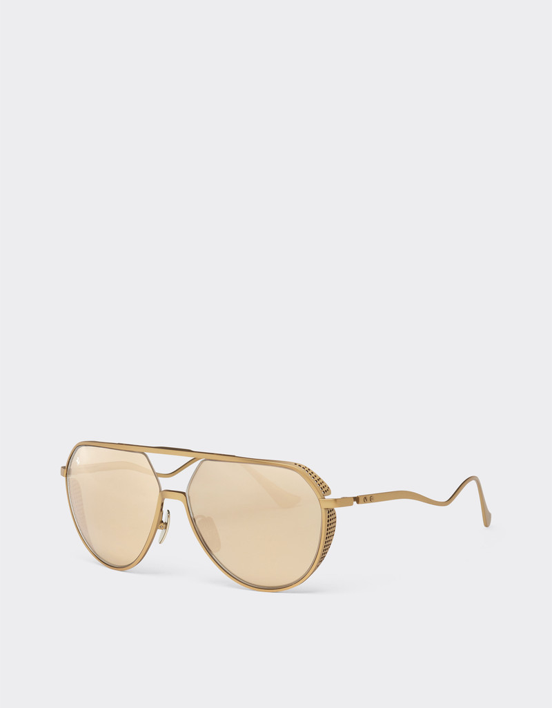 Ferrari sunglasses in matt gold-tone titanium with gold mirror yellow lenses 3