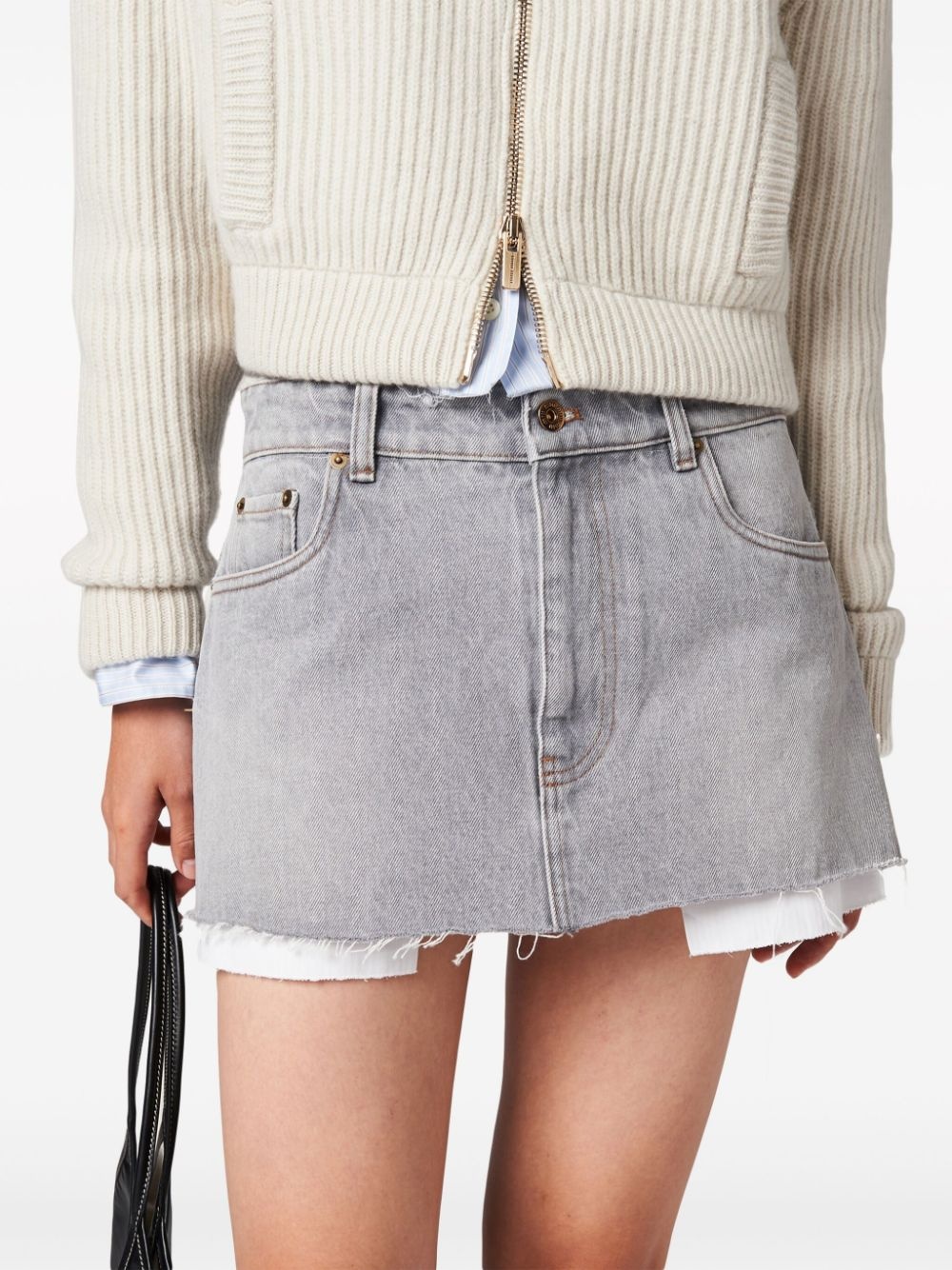 logo-embroidered denim miniskirt - 4