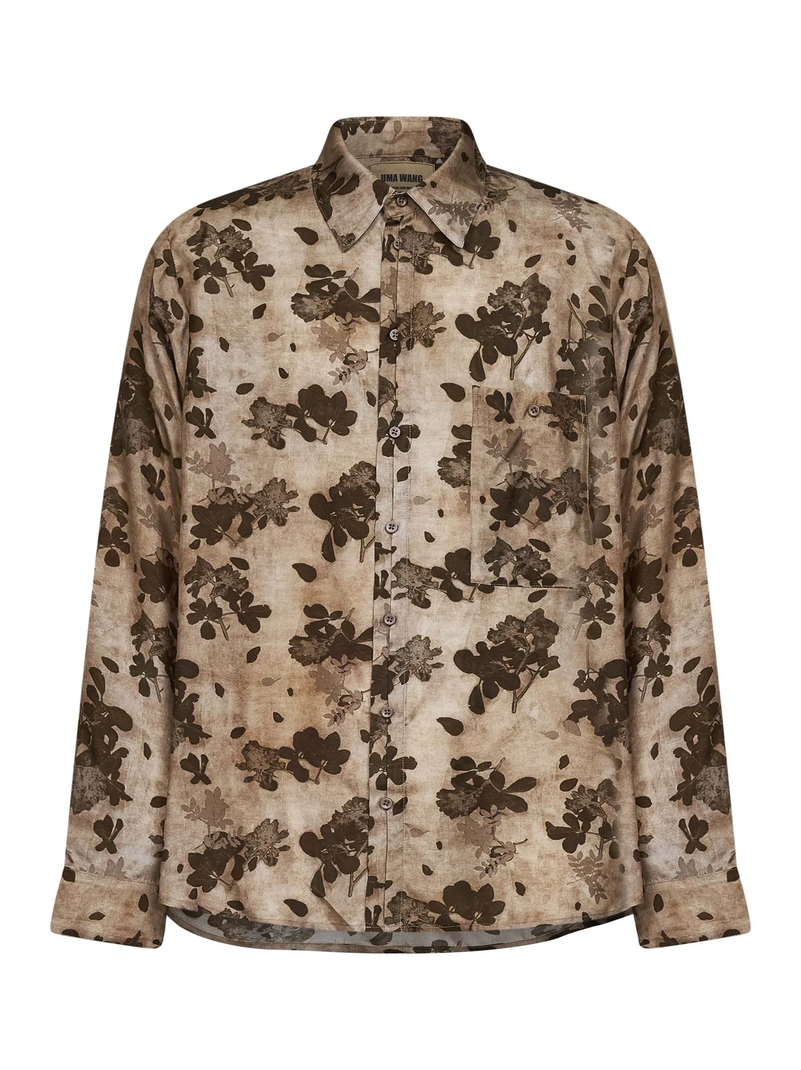 Tan and brown floral Moulay Tab shirt - 1