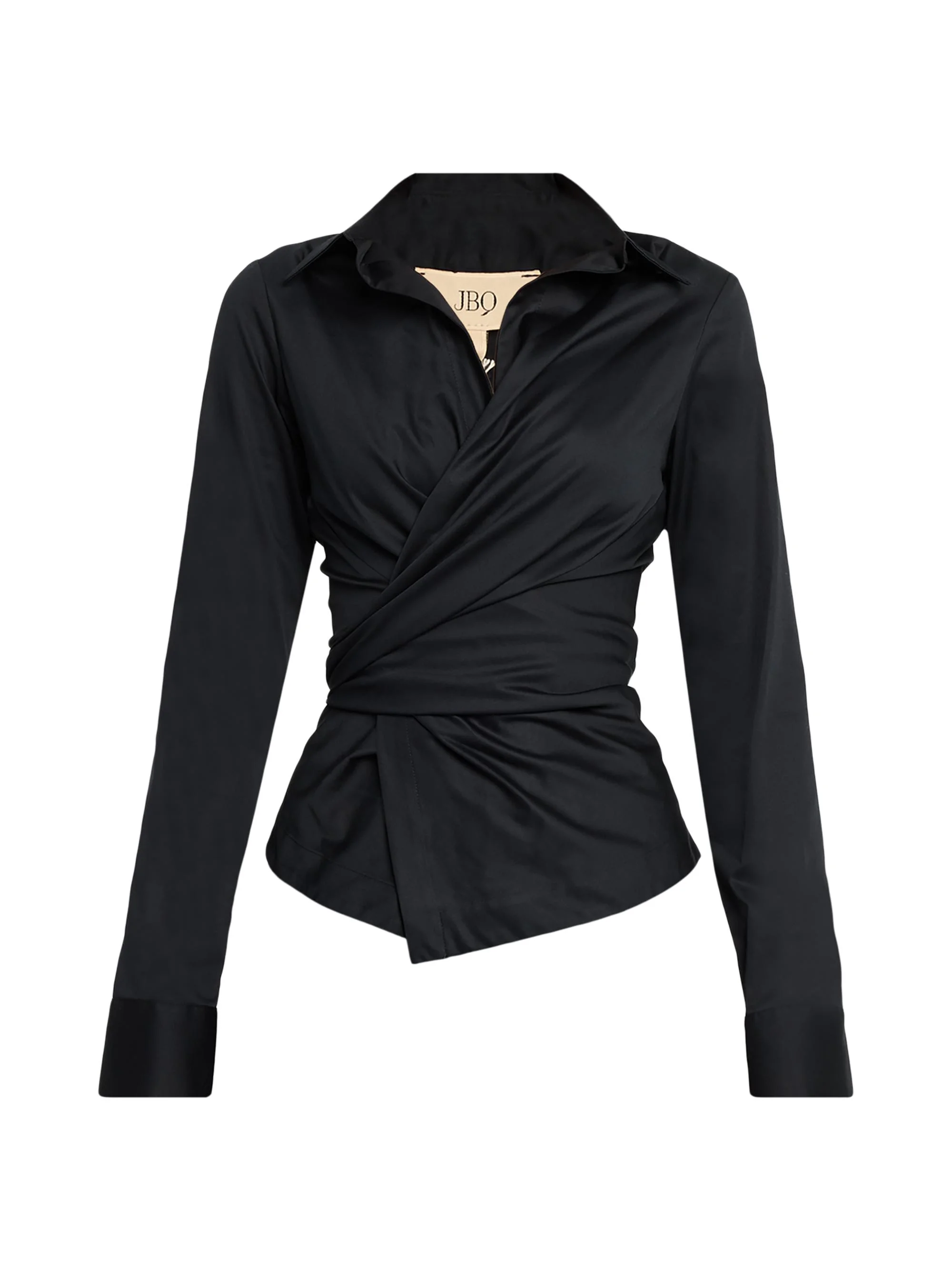 Women's Valentina Stretch Poplin Wrap Top - Black - 1