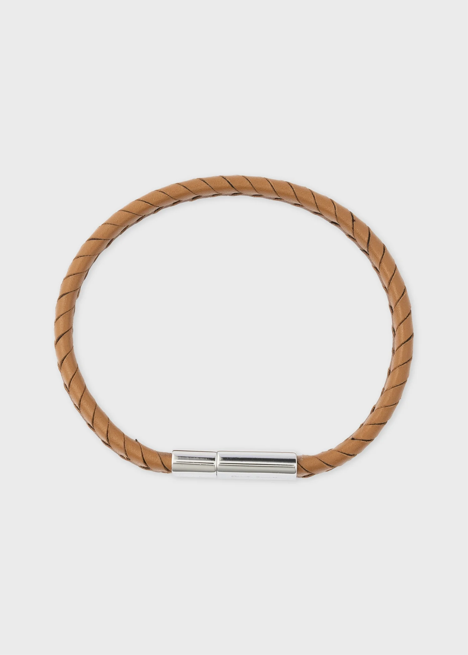 Tan Two-Tone Braided Leather Bracelet - 1