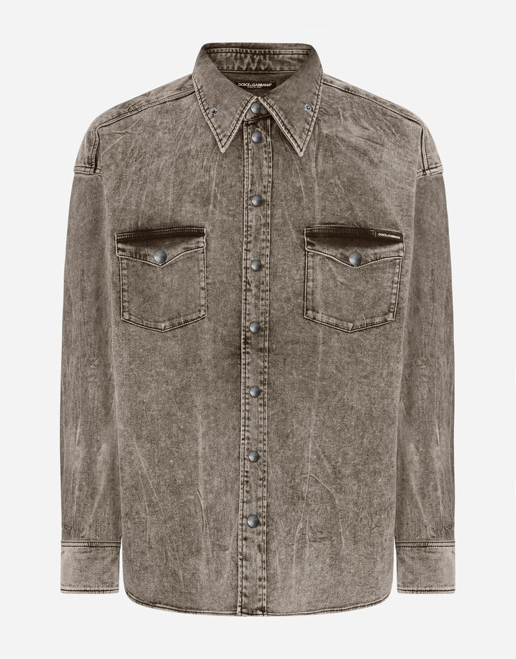 Gray wash denim shirt - 3