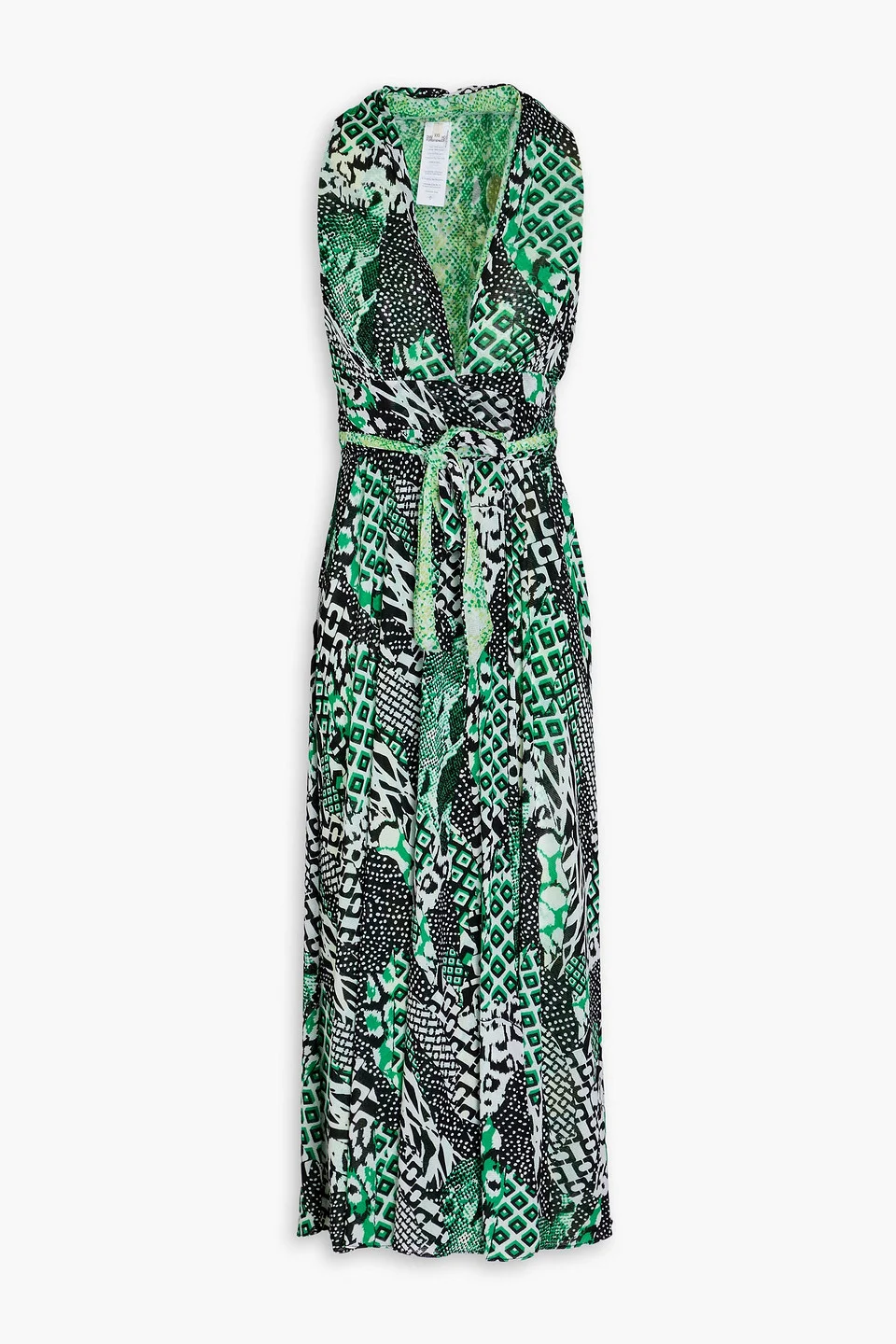 Pia reversible printed stretch-mesh midi wrap dress - 1