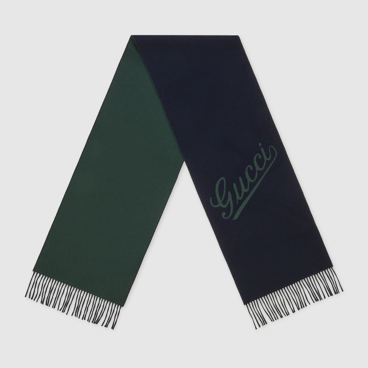 Wool cashmere scarf with Gucci script - 2