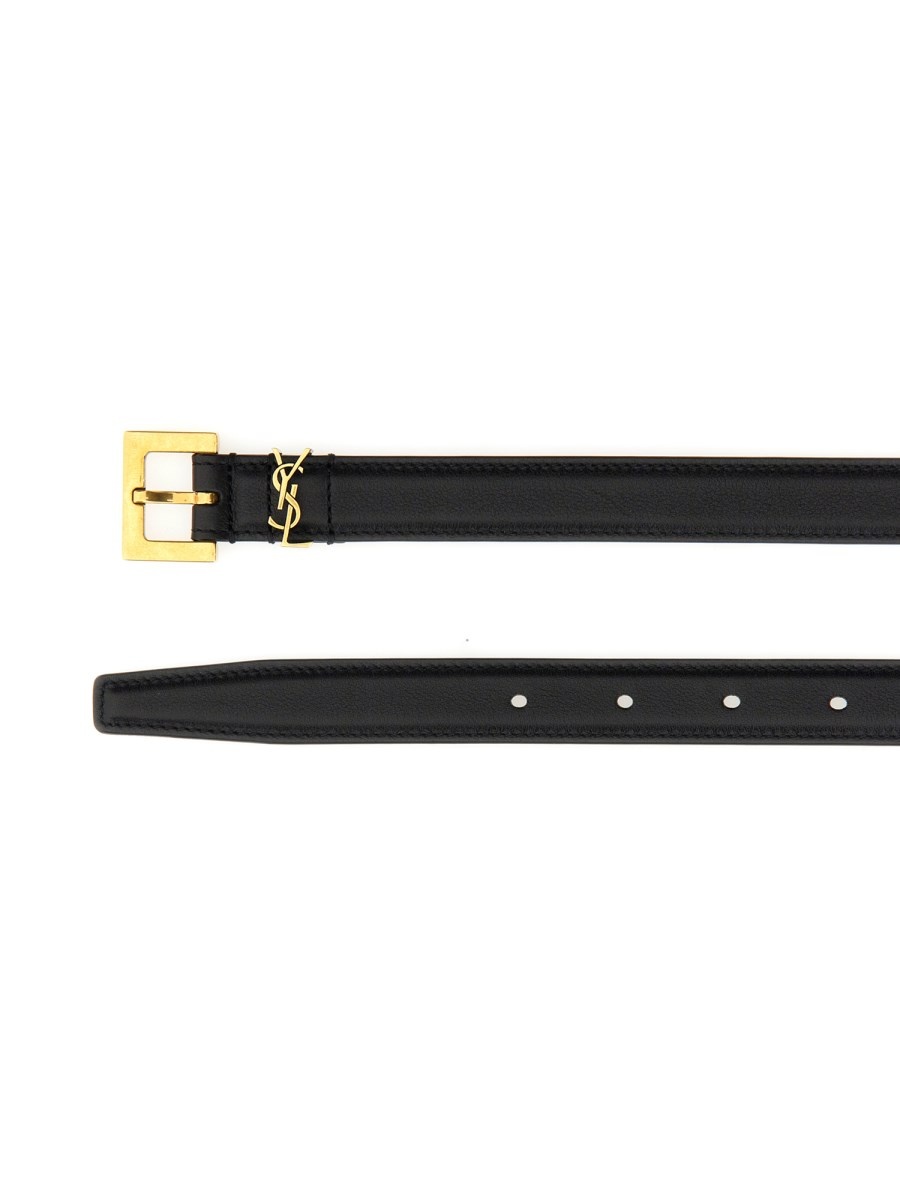 CASSANDRE SLIM BELT WITH SQUARE LEATHER BUCKLE - 2