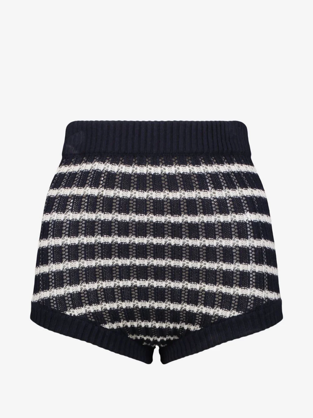 striped pointelle-knit shorts - 1