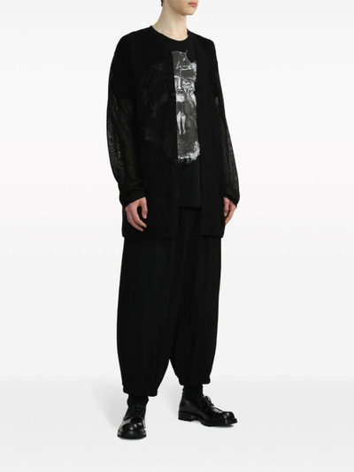 Yohji Yamamoto contrast-stitching long cardigan outlook