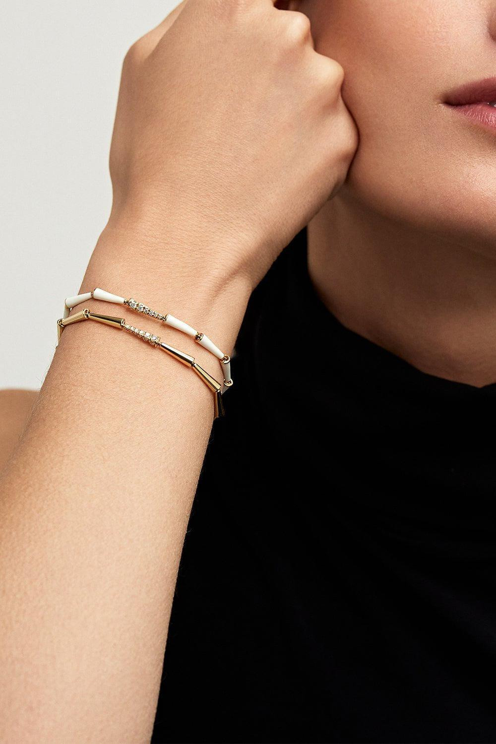Navy Lola Partial Diamond Linked Bracelet - 2