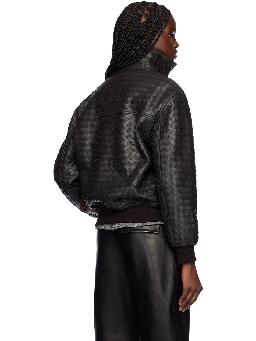 Bottega Veneta Brown Intrecciato Leather Jacket | REVERSIBLE