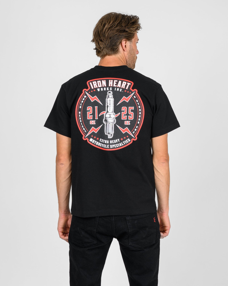 Iron Heart 7.5OZ PRINTED LOOPWHEEL CREW NECK T-SHIRT - BLACK outlook